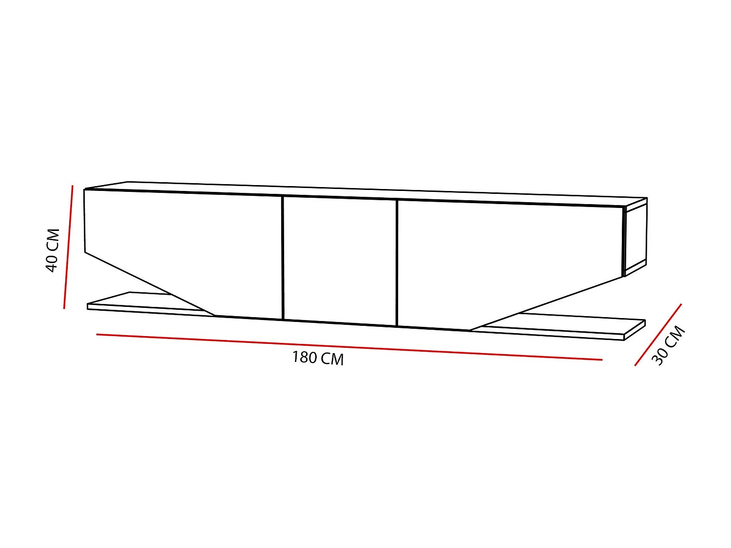 Móvel de TV moderno – 180 cm – branco – aglomerado revestido em melamina