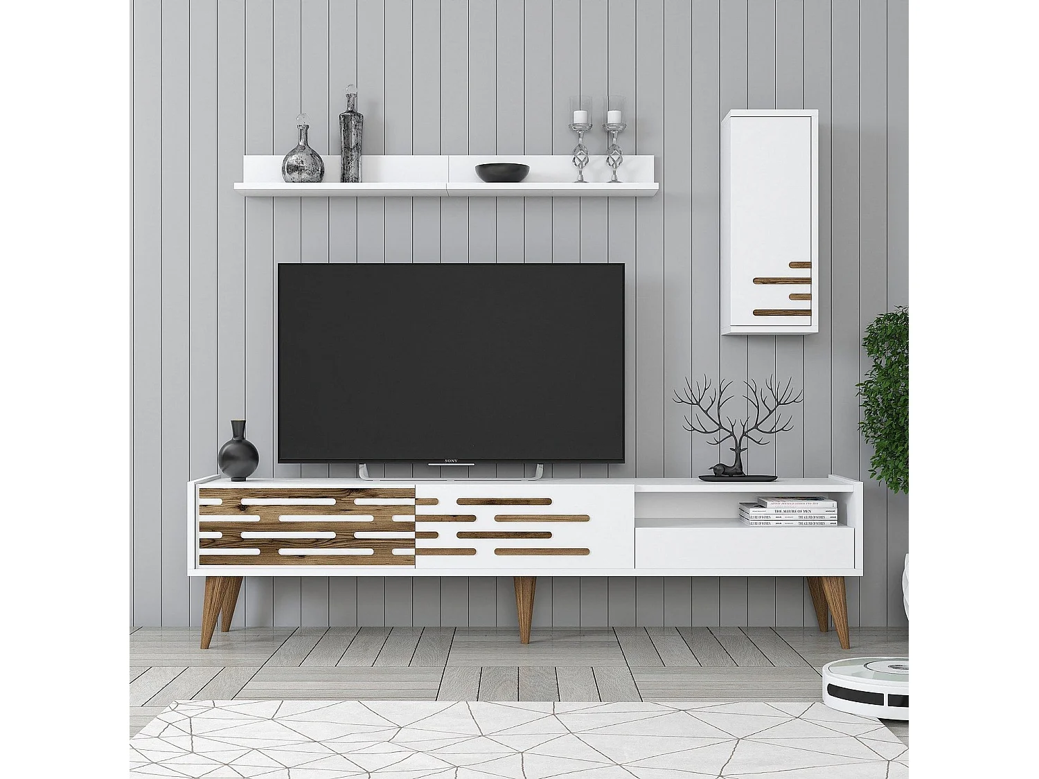 Móvel de TV – 180 cm largura – Branco – Melamina