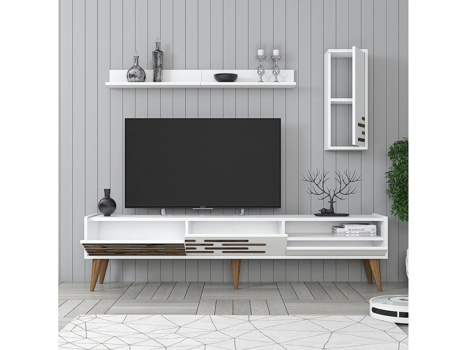 Móvel de TV – 180 cm largura – Branco – Melamina