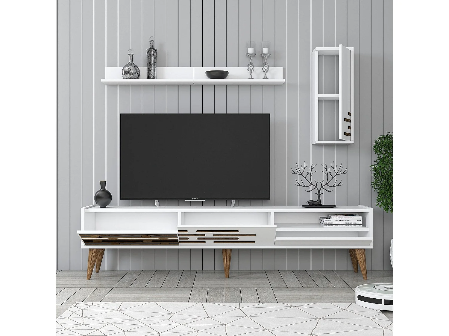 Móvel de TV – 180 cm largura – Branco – Melamina