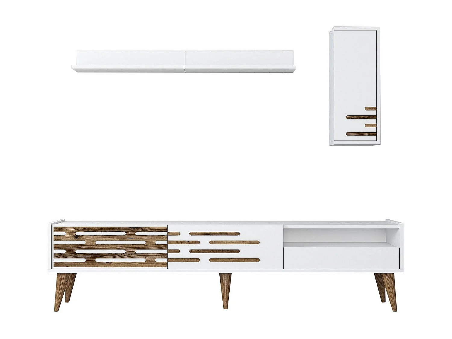 TV-Ständer – 180 cm breit – Weiß – Melamin
