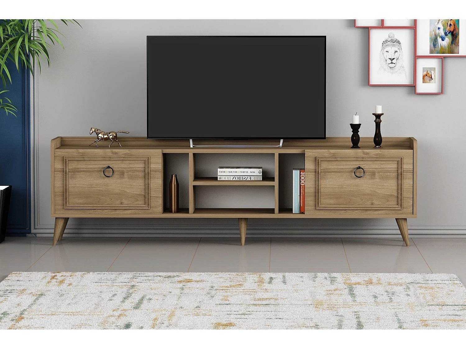 Meuble TV 2 portes Arcanum L180cm Bois clair