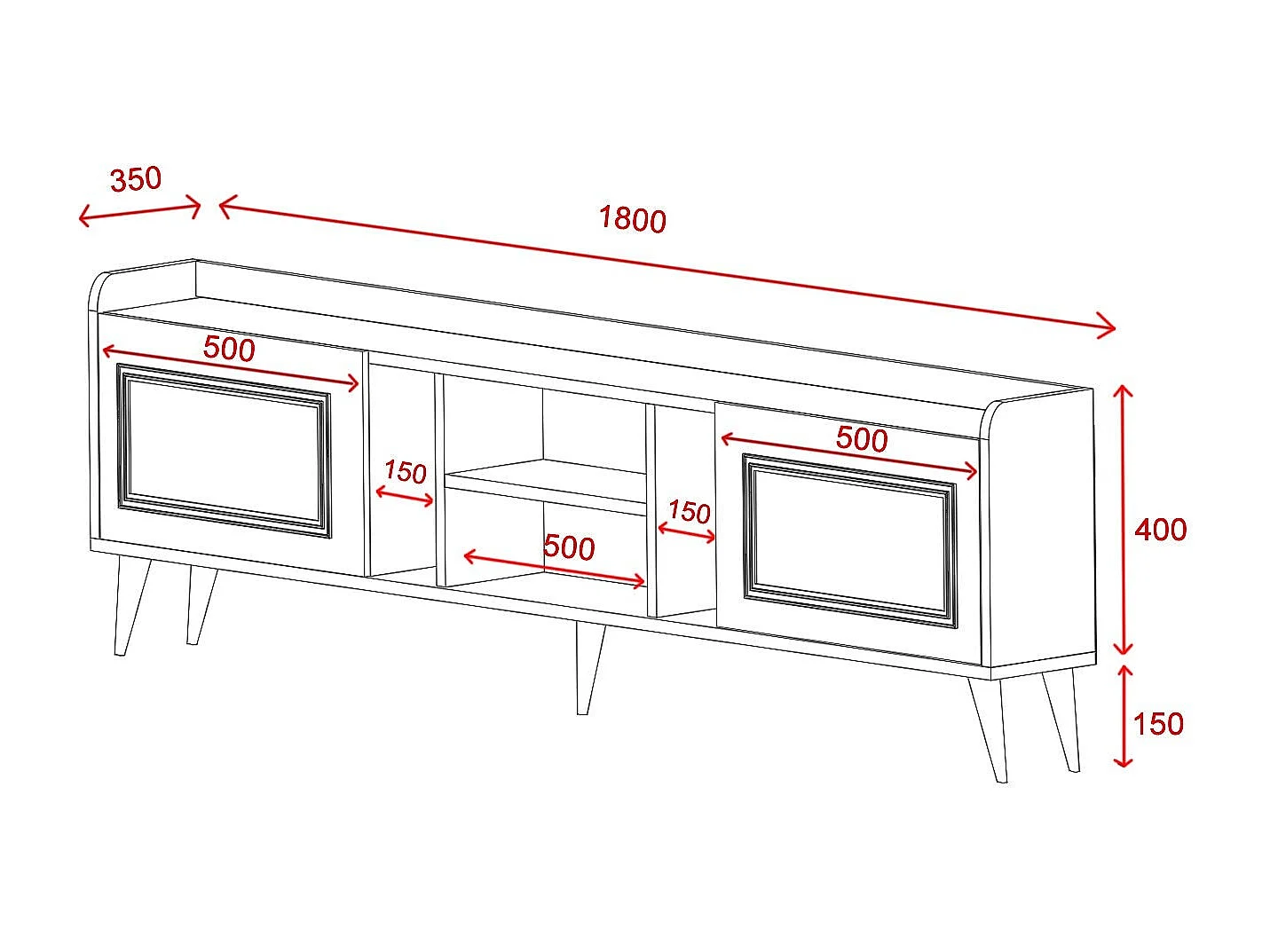 Meuble TV 2 portes Arcanum L180cm Bois clair