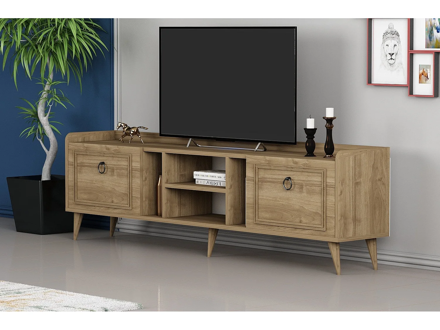 Meuble TV 2 portes Arcanum L180cm Bois clair
