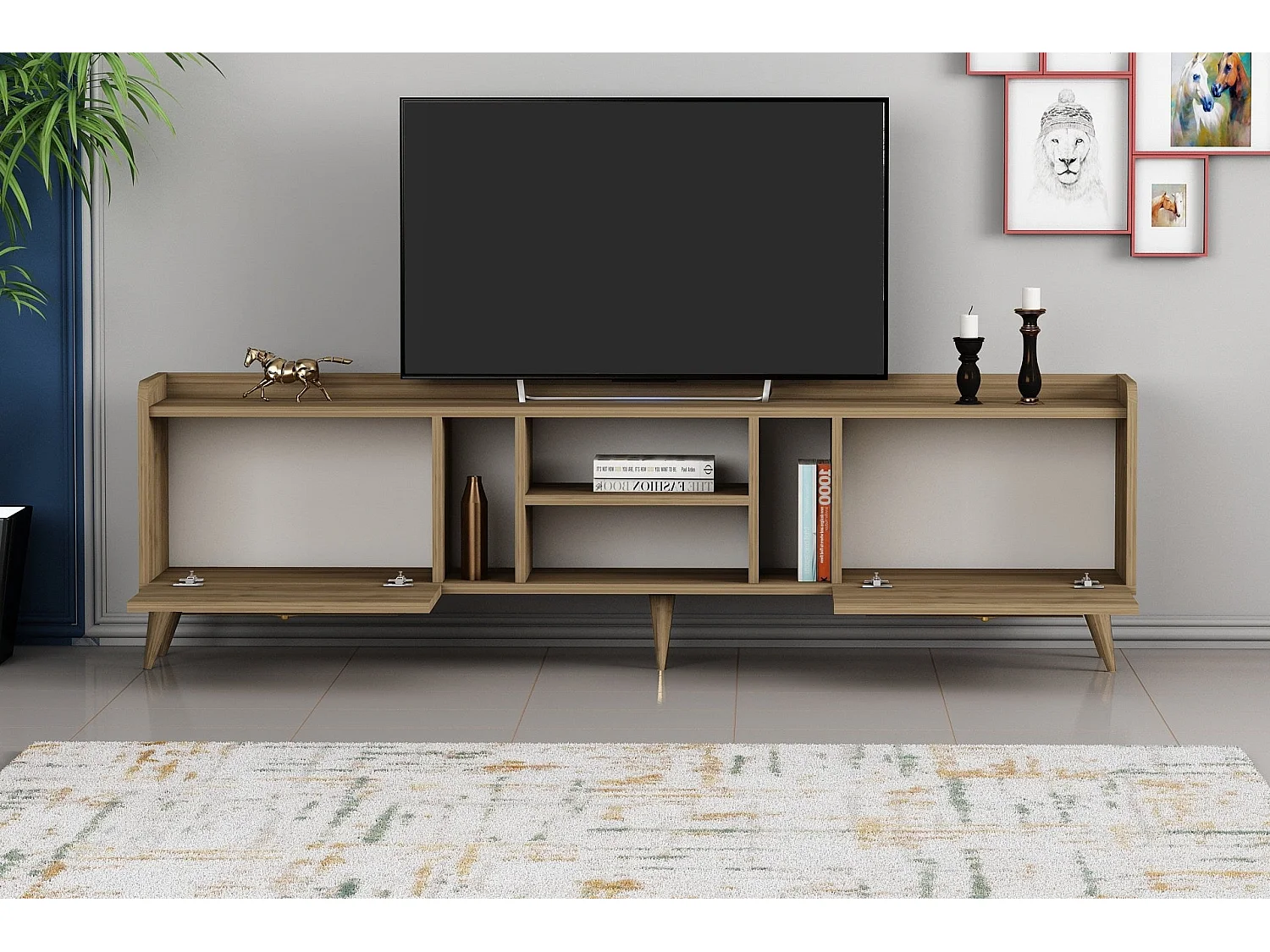 Meuble TV 2 portes Arcanum L180cm Bois clair