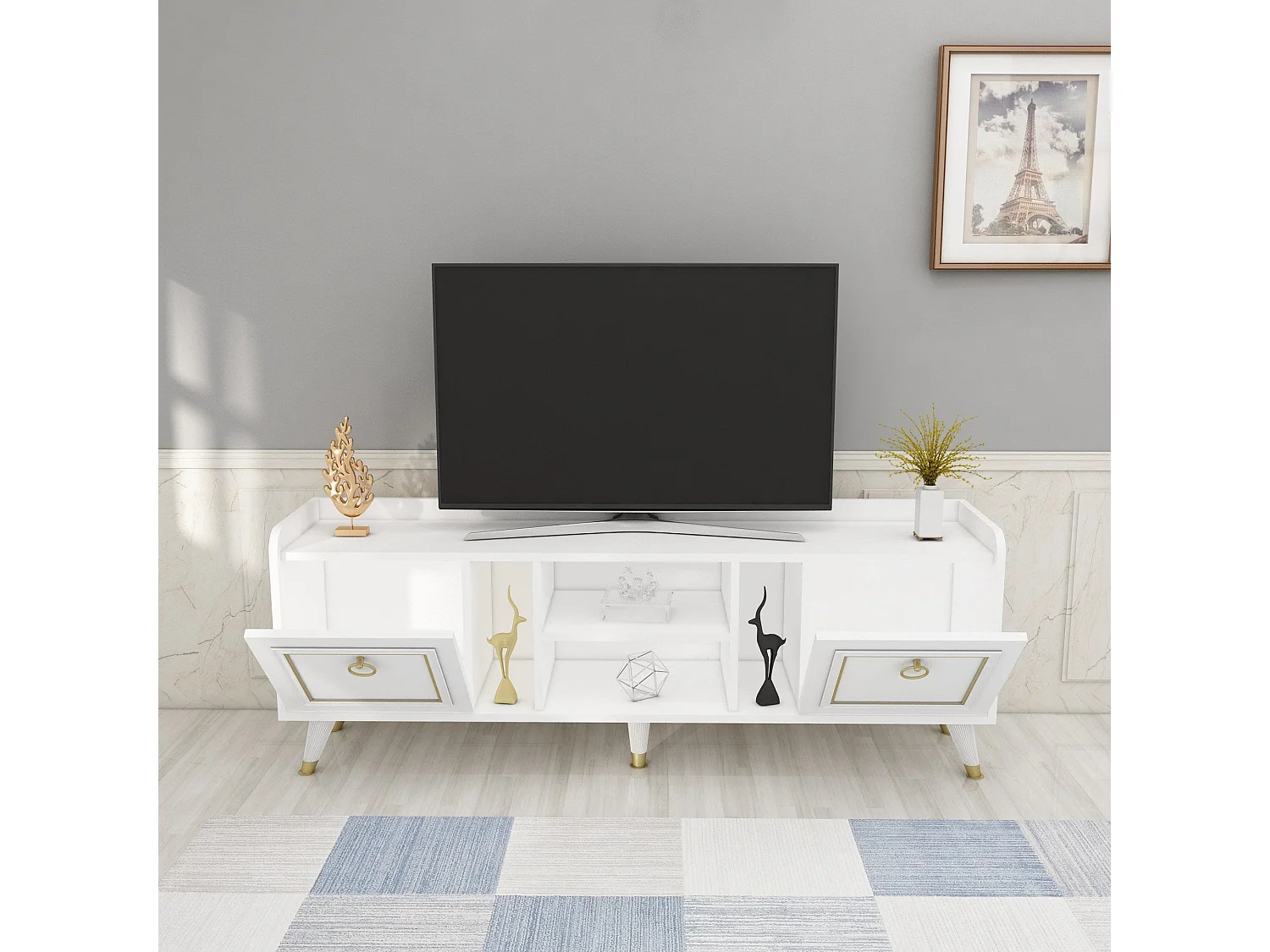 Móvel de TV-Ruby-Branco Ouro