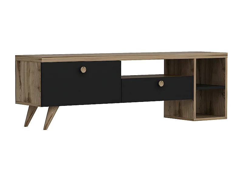 Mesa de tv Kailua 997, Roble|Negro, 150x47x35cm
