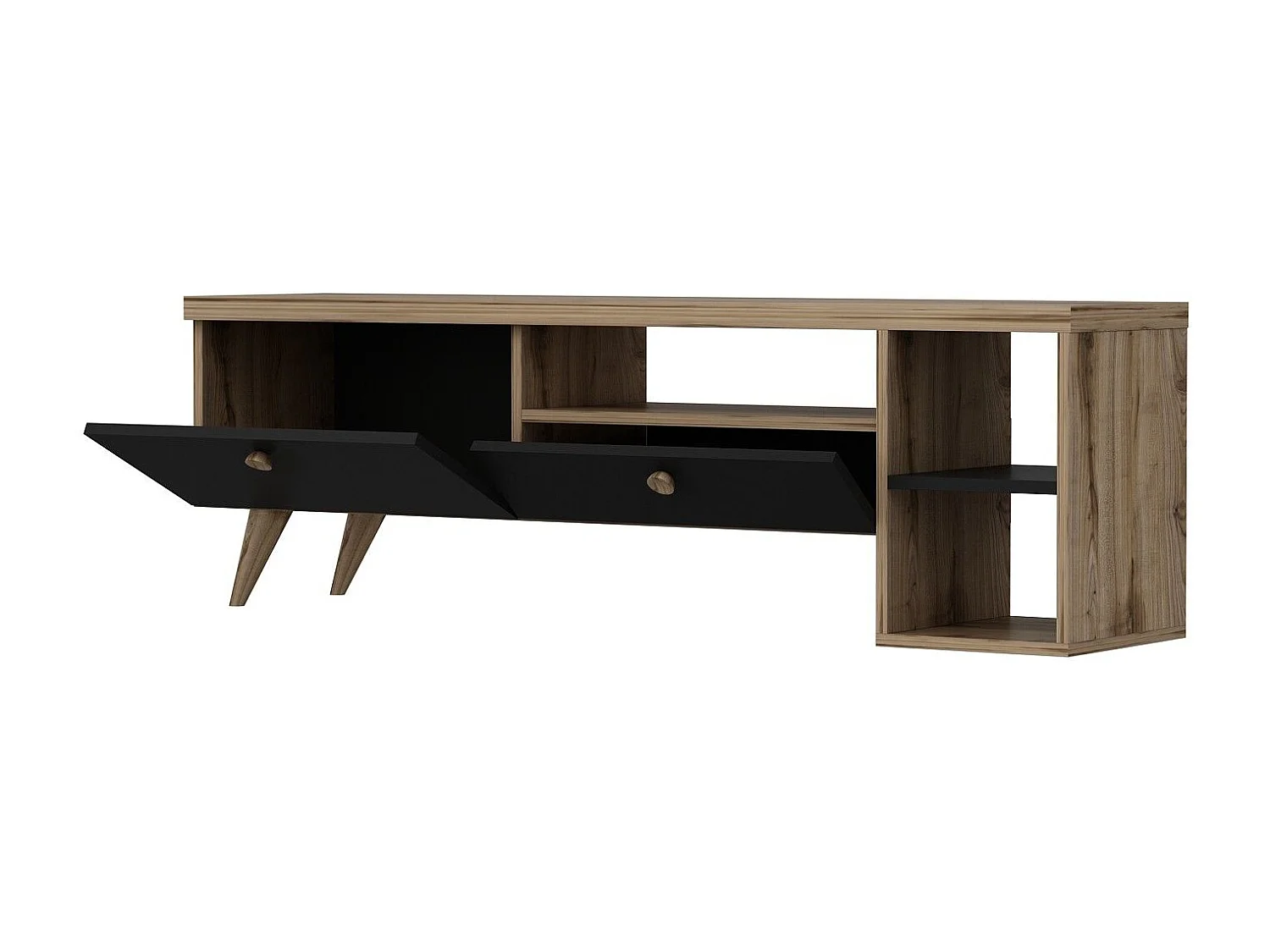 Meuble TV design Abidas L150cm Chêne clair et Noir