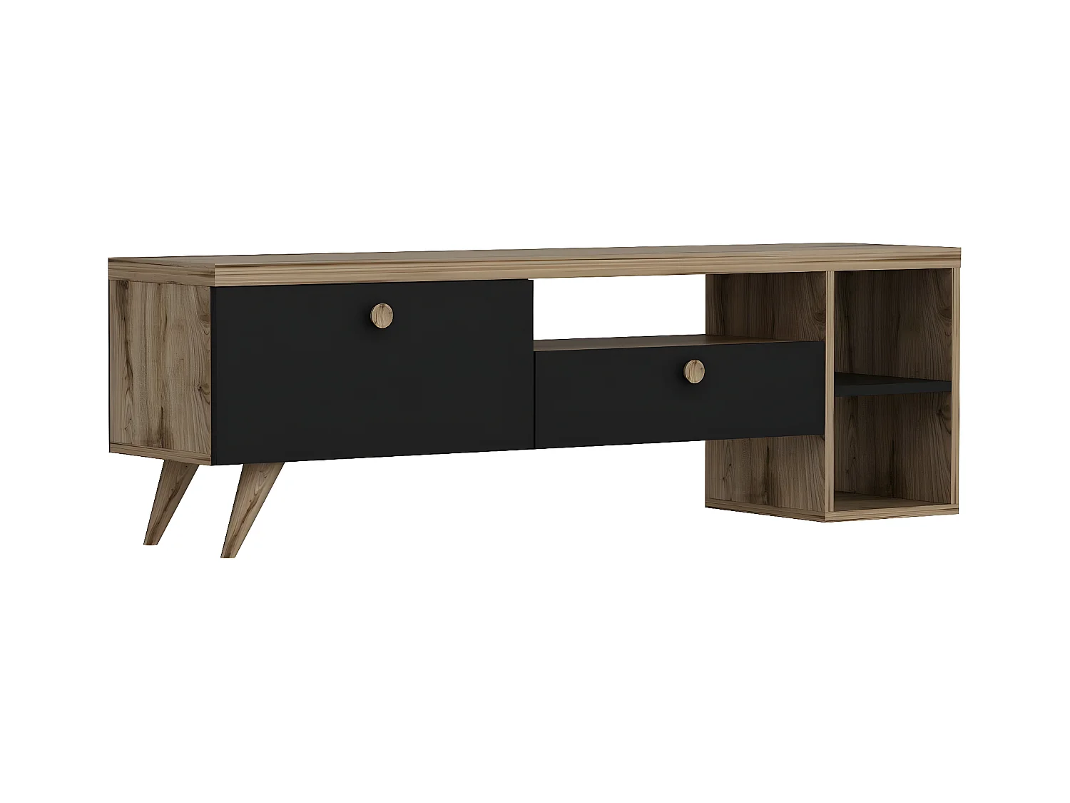 Meuble TV design Abidas L150cm Chêne clair et Noir