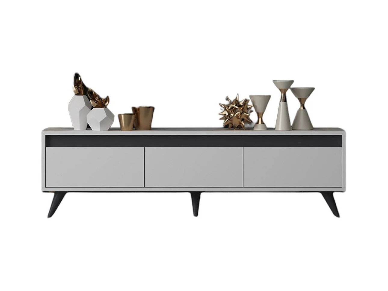 Meuble TV moderne Scorpii L150cm Blanc