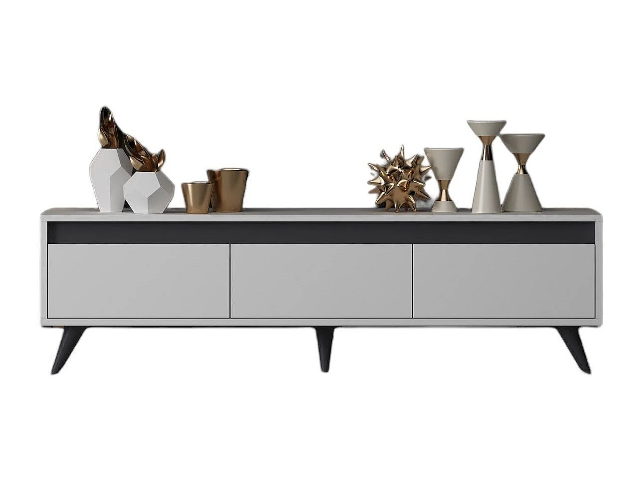 TV-Ständer – 150 cm x 30 cm x 45 cm – Weiß – Spanplatte mit Melaminbeschichtung