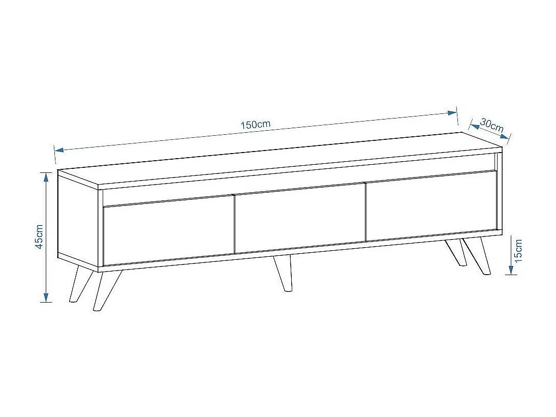 TV-Ständer – 150 cm x 30 cm x 45 cm – Weiß – Spanplatte mit Melaminbeschichtung