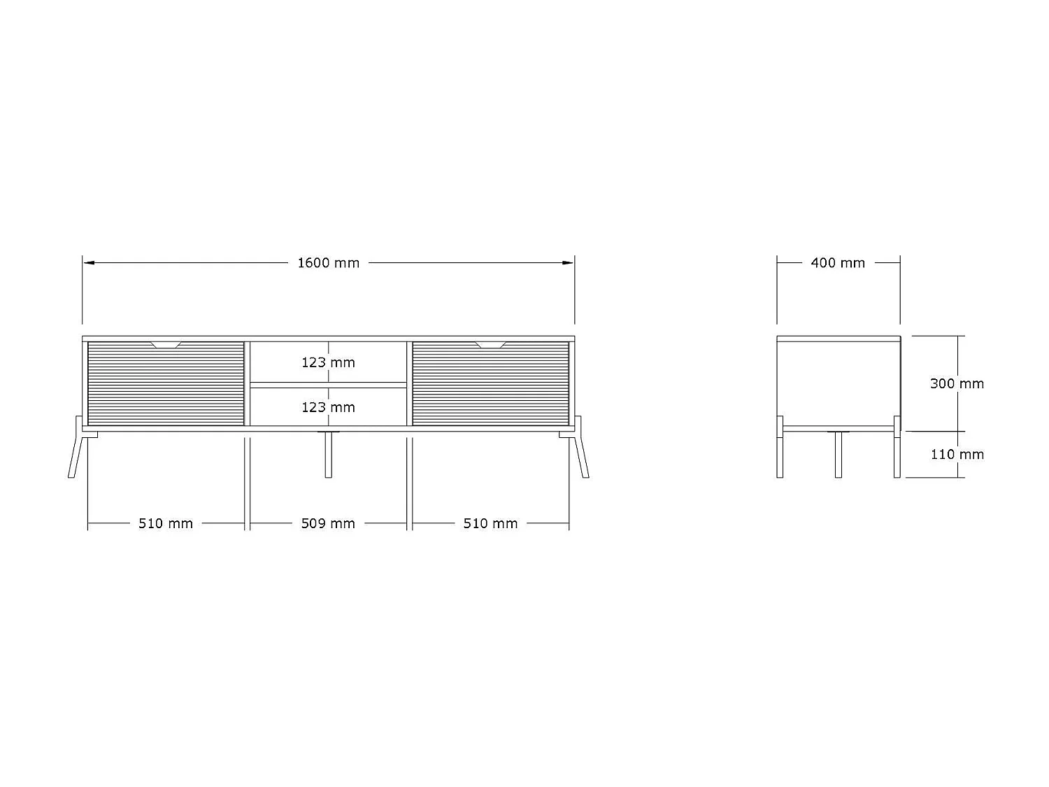 Mueble de TV – 160 cm x 41 cm x 40 cm – Roble zafiro y blanco – MDF y metal