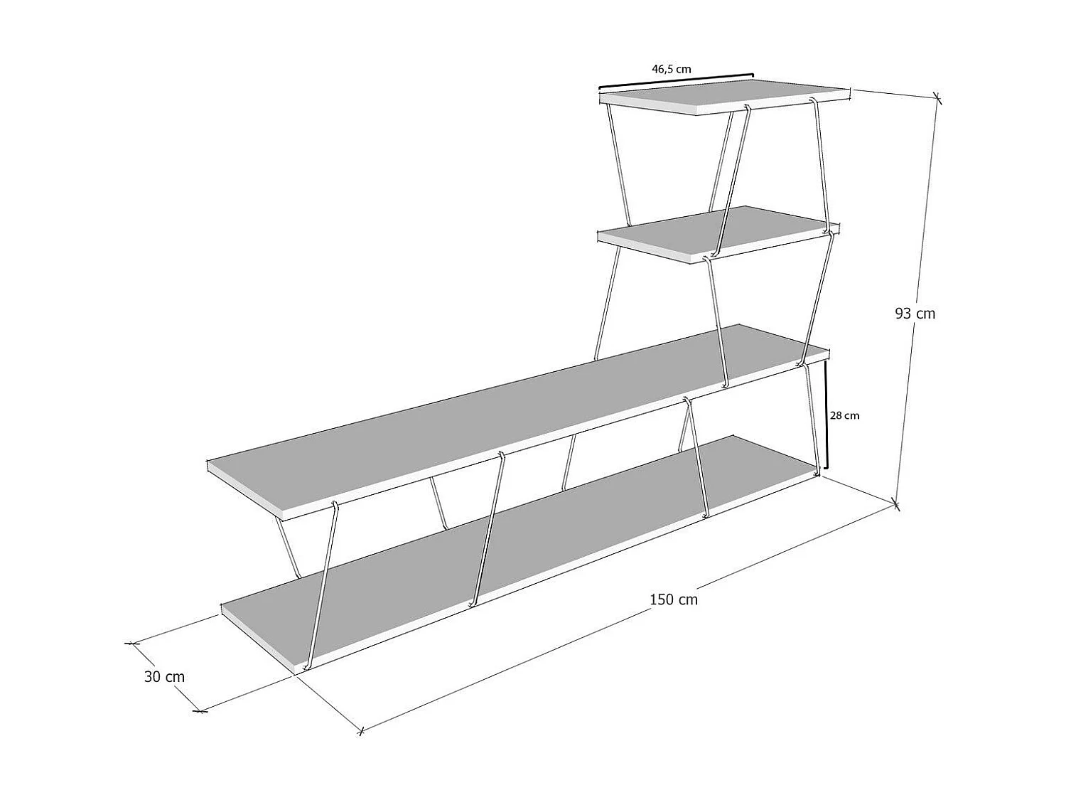 Mesa de tv Kailua 1335, Antracita, 150x93x30cm