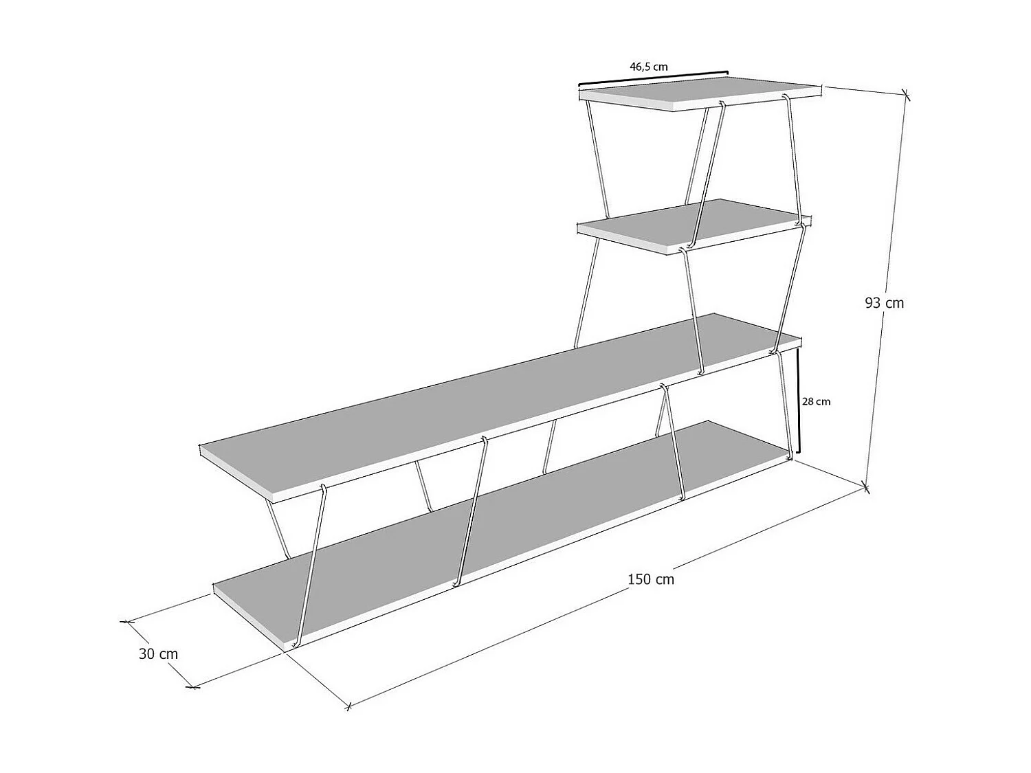 Mesa de tv Kailua 1335, Antracita, 150x93x30cm