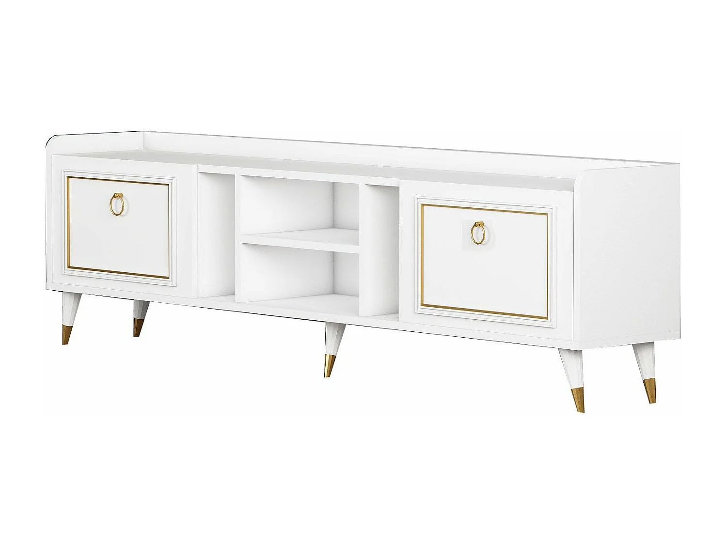 Móvel de TV – 180 x 55 x 35 cm – Branco e Dourado – Melamina