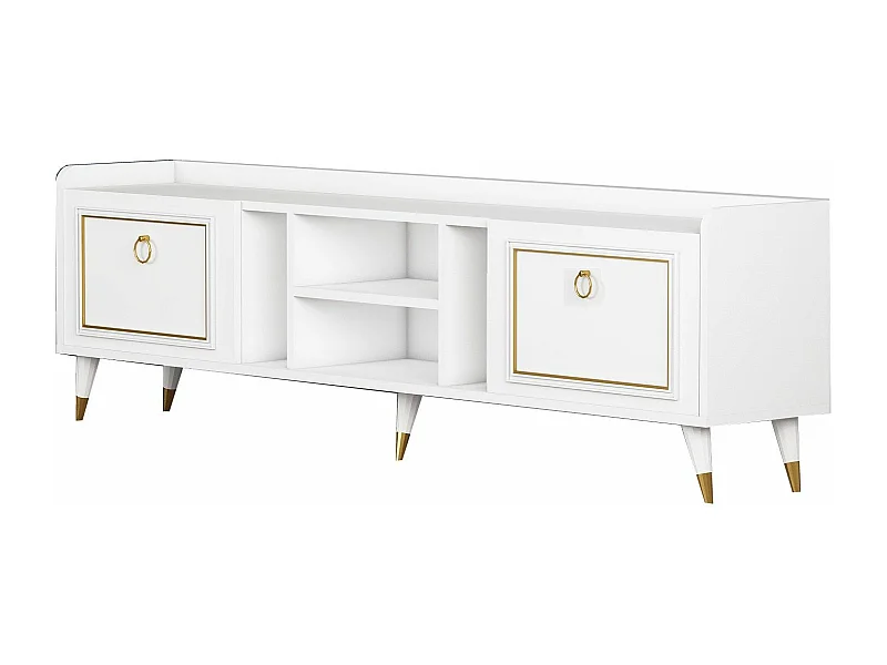 Móvel de TV – 180 x 55 x 35 cm – Branco e Dourado – Melamina