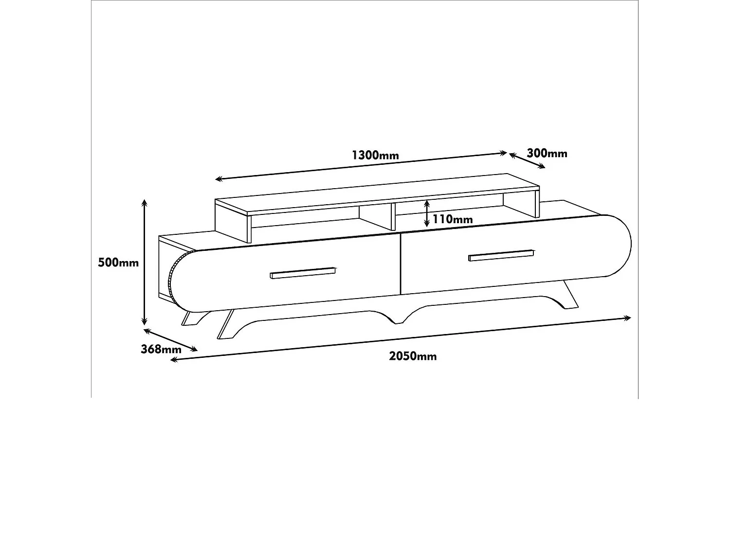 TV-Ständer – 205 x 50 x 36,8 cm – Gelb und Walnuss – Spanplatte