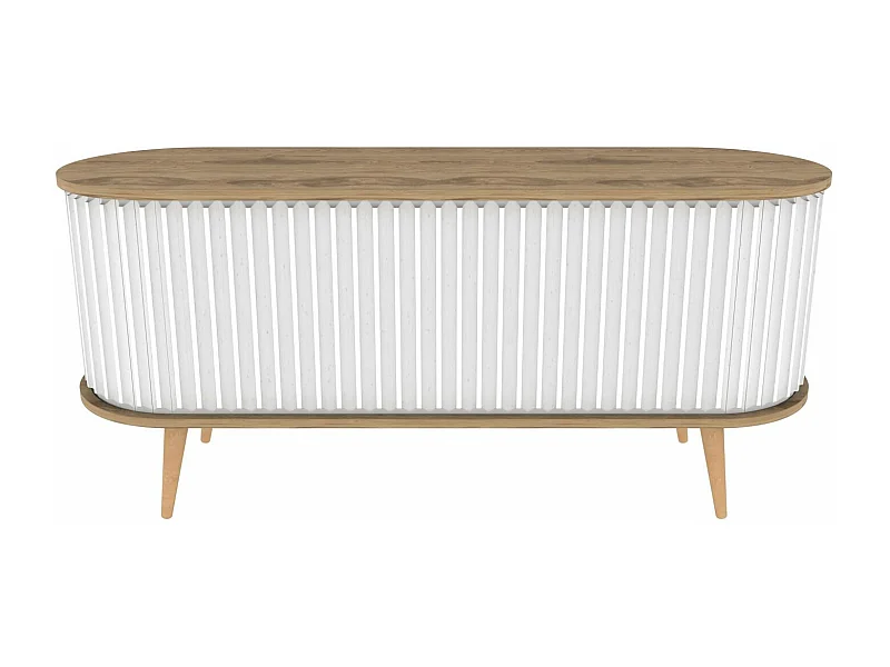 Mesa de tv Kailua 249, Roble|Blanco, Número de puertas: 2.00, 140x64x43cm