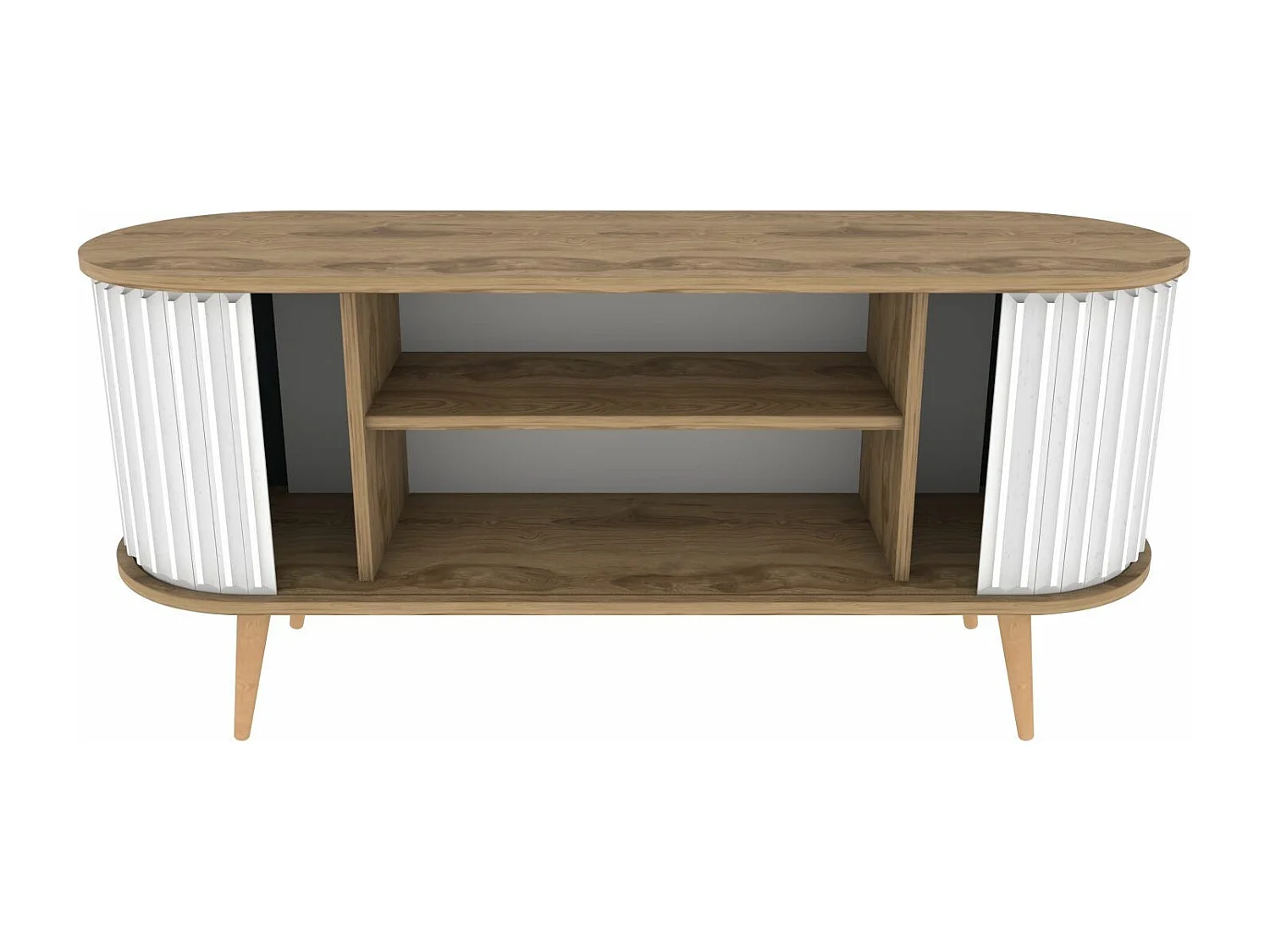 Moderne tv-meubel, oud eiken en wit, 140 x 43 x 64 cm | 100% melamine gecoate spaanplaat, 18 mm dik | Elegant en functioneel voor de woonkamer