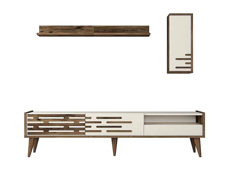 Móvel de TV – 180 cm – Nogueira e creme – 100% painéis de partículas revestidos a melamina