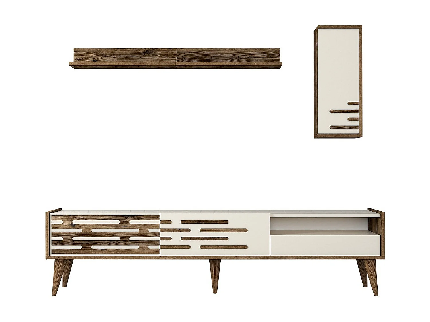 Móvel de TV – 180 cm – Nogueira e creme – 100% painéis de partículas revestidos a melamina