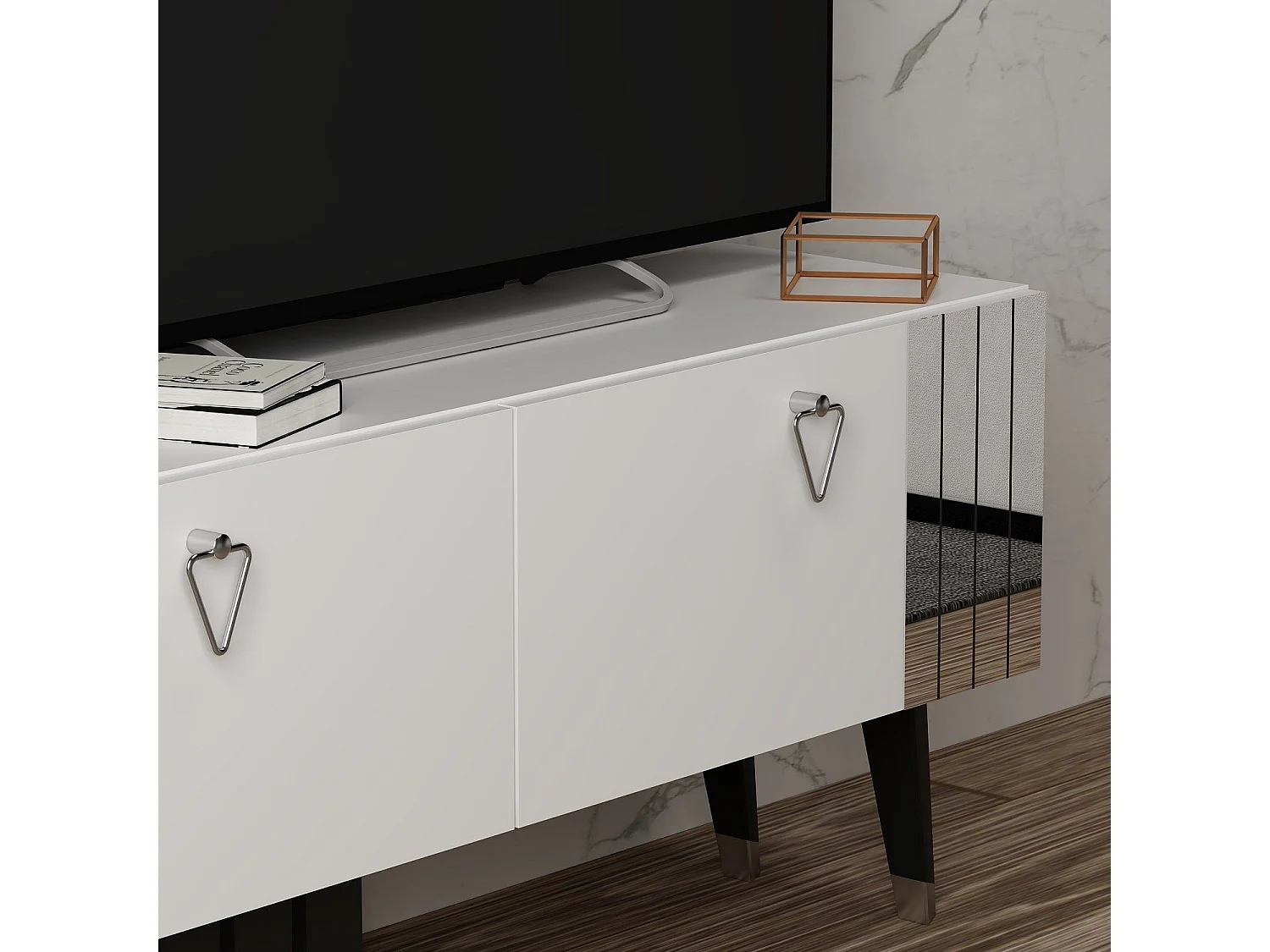 Mesa de tv Kailua 1949, Blanco, 120x50x30cm