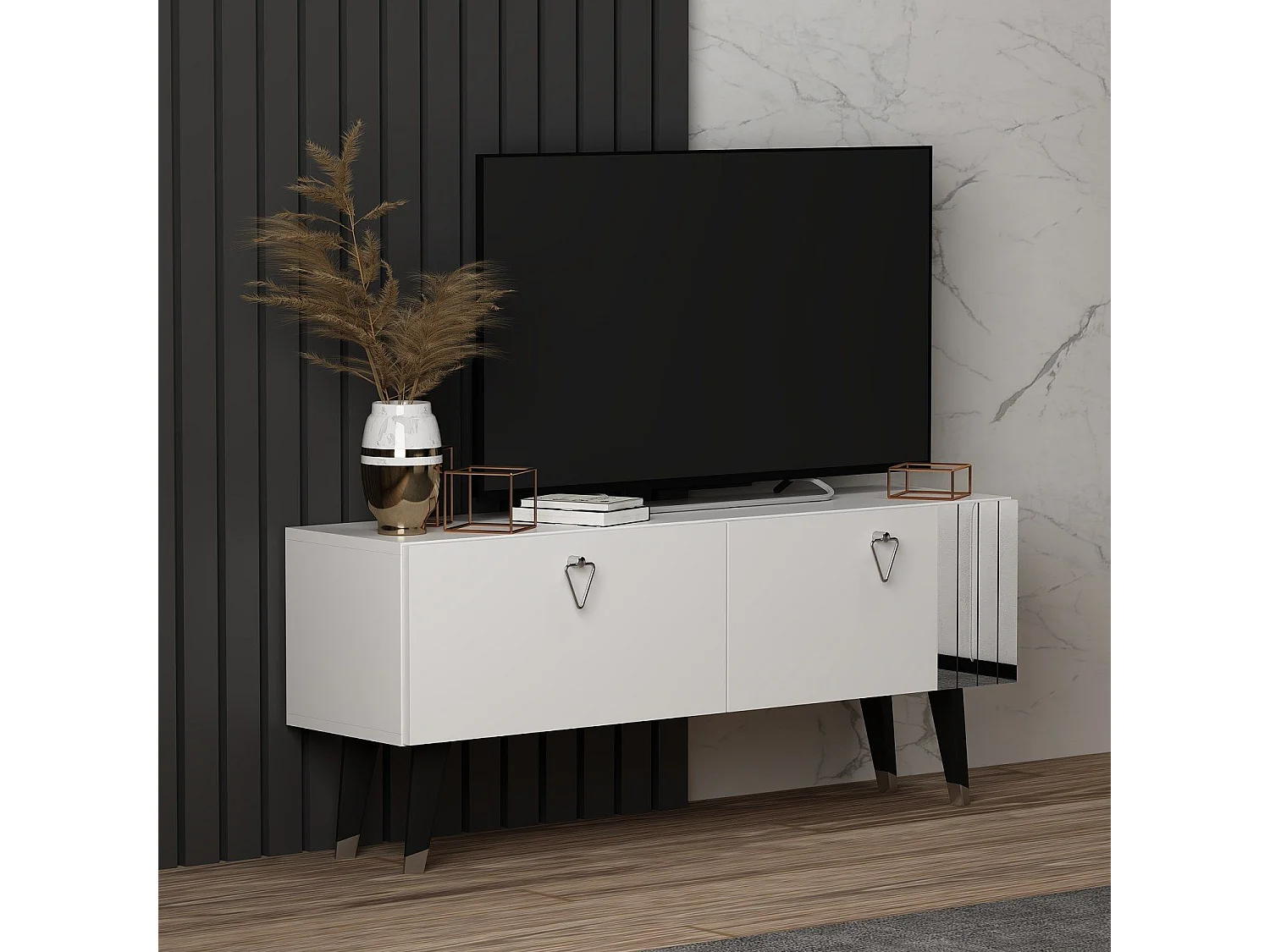 TV-Ständer – 120 cm x 30 cm x 50 cm – Weiß – MDF mit Melaminbeschichtung