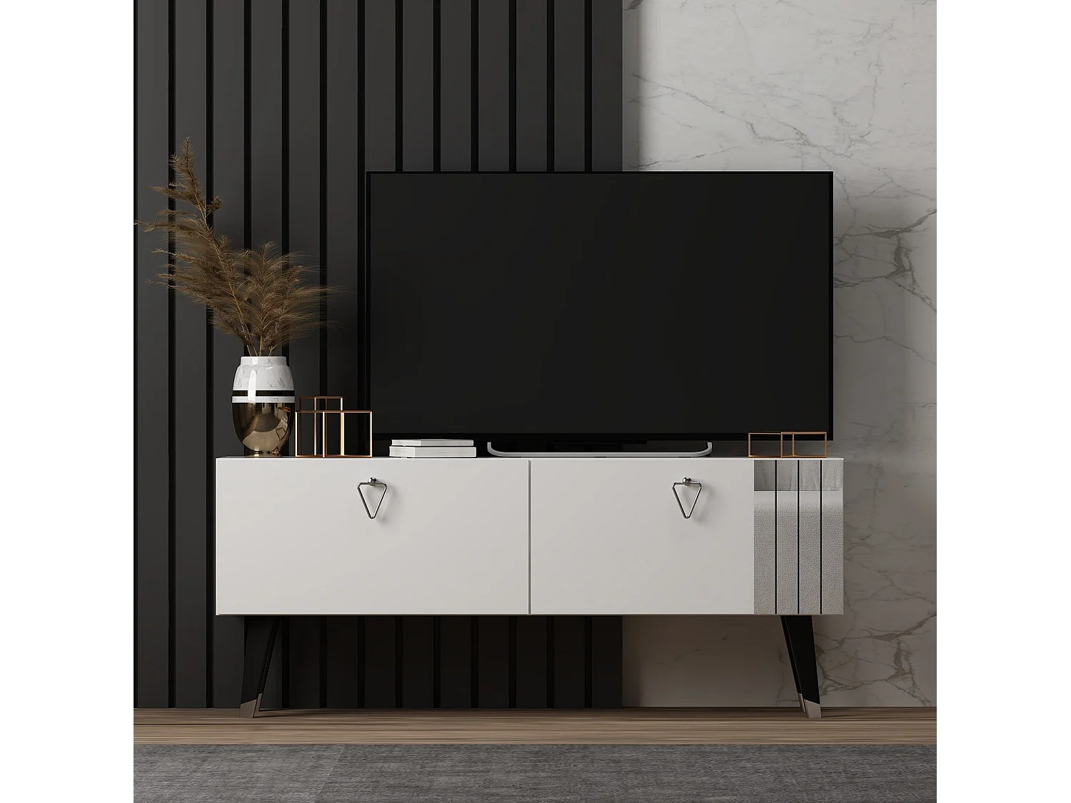 TV-Ständer – 120 cm x 30 cm x 50 cm – Weiß – MDF mit Melaminbeschichtung