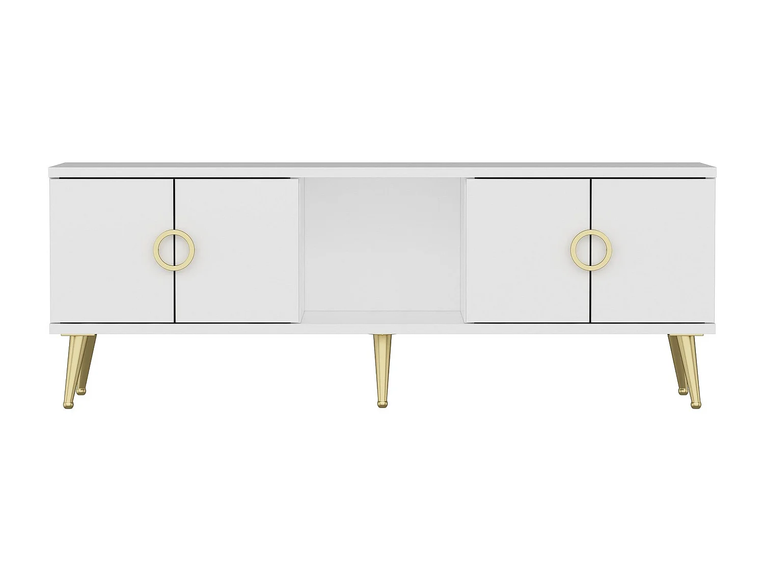 Mesa de tv Kailua 1961, Dorado|Blanco, 120x45x30cm