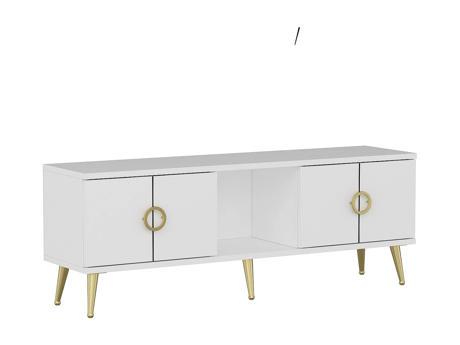 Mesa de tv Kailua 1961, Dorado|Blanco, 120x45x30cm