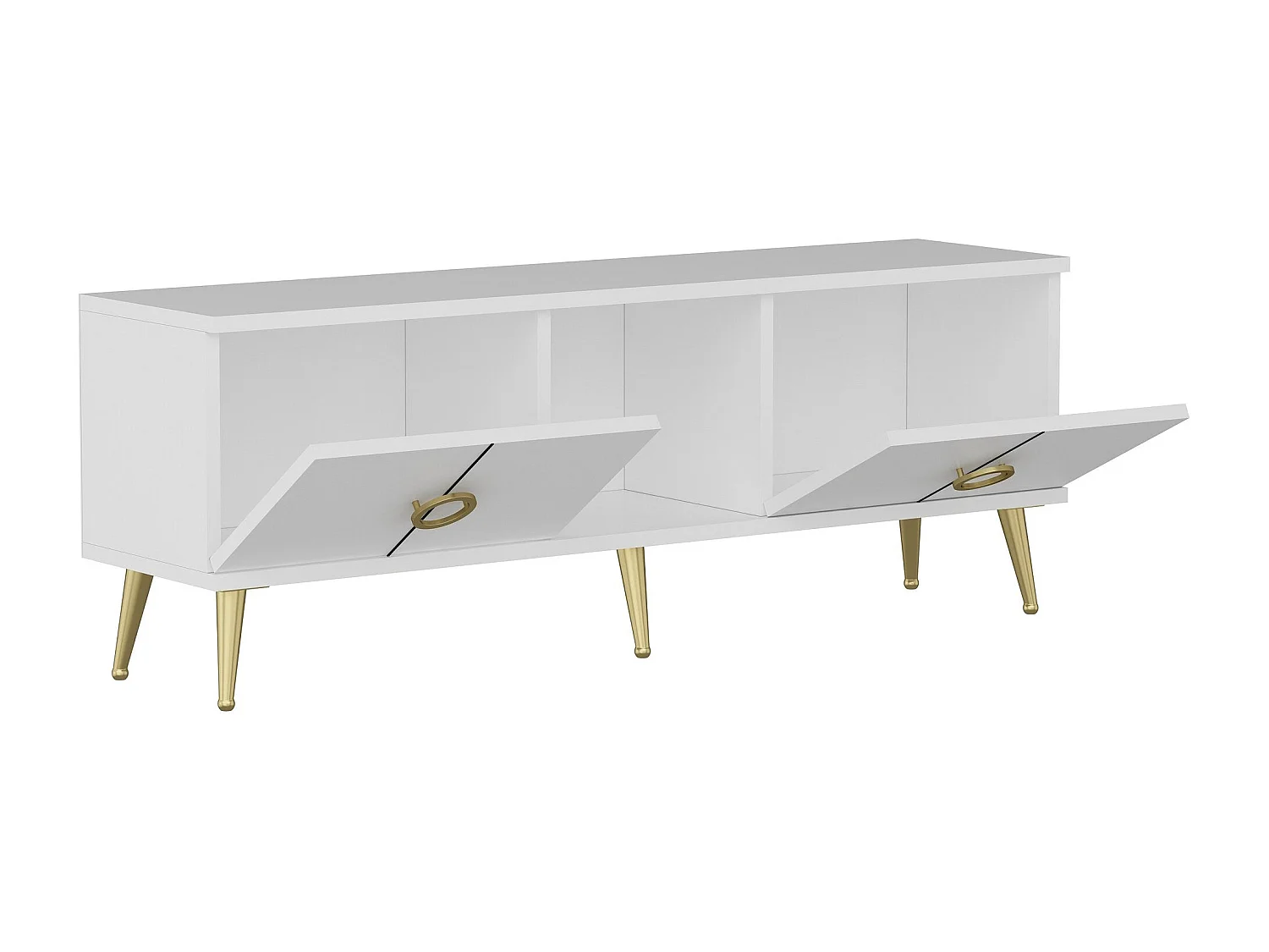 Mesa de tv Kailua 1961, Dorado|Blanco, 120x45x30cm