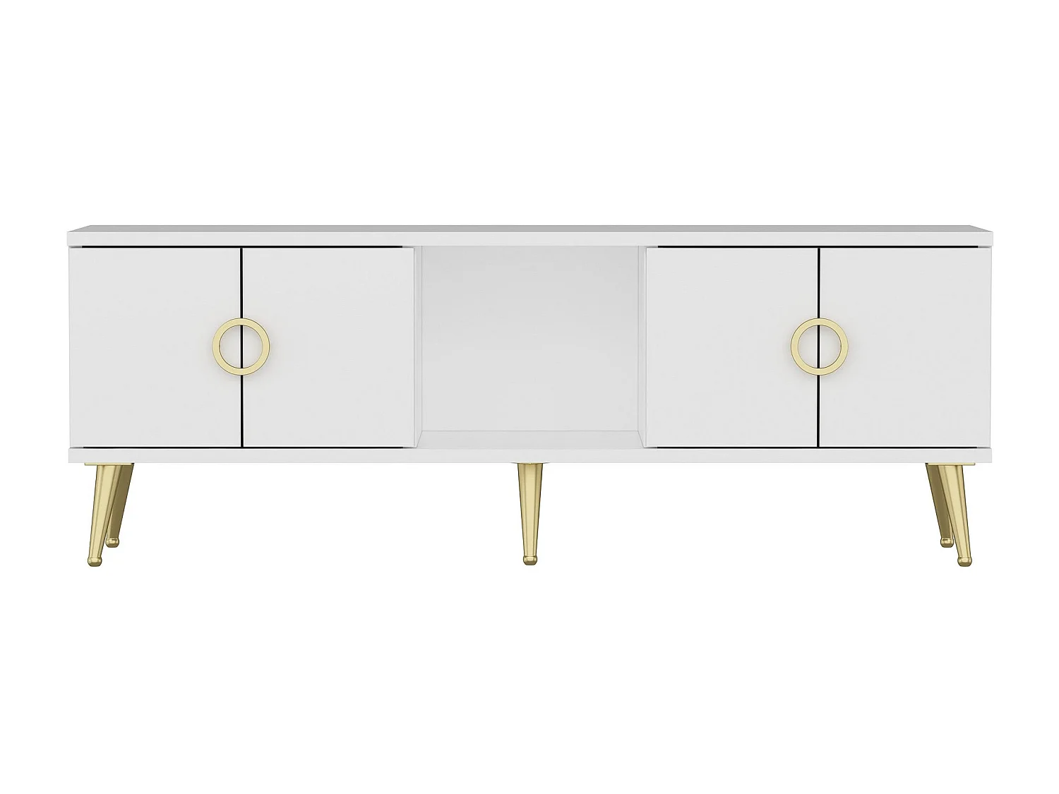 Mesa de tv Kailua 1961, Dorado|Blanco, 120x45x30cm