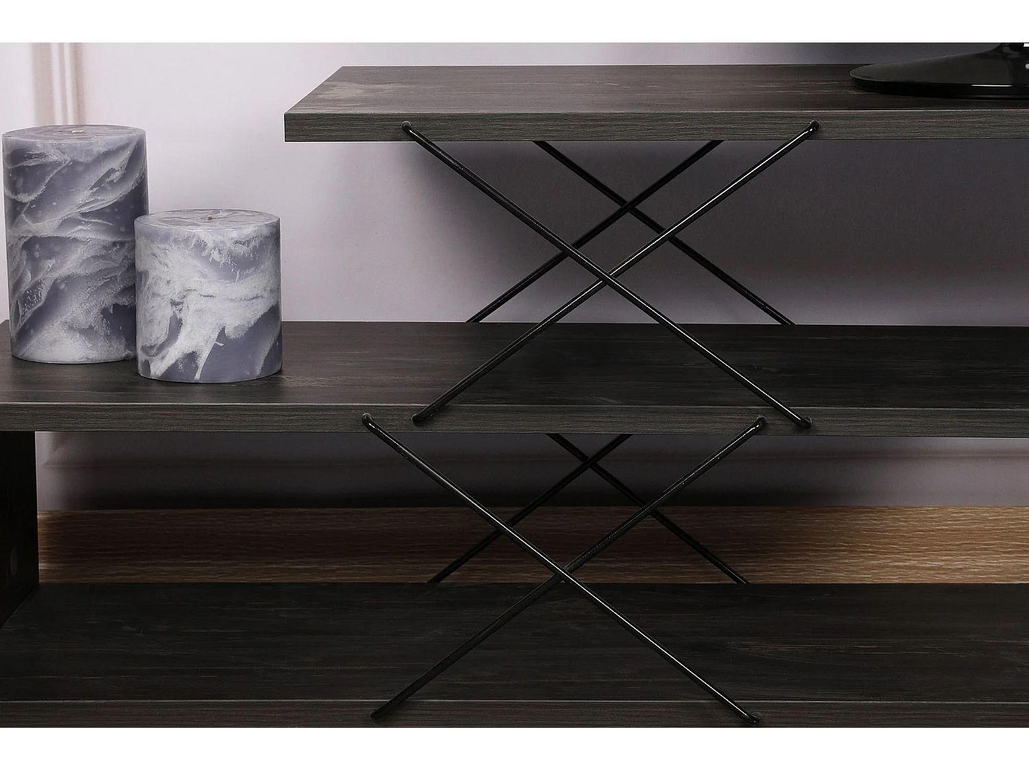 Mueble de TV industrial – 120 x 40 x 30 cm – Marrón oscuro – Tablero de partículas recubierto de melamina