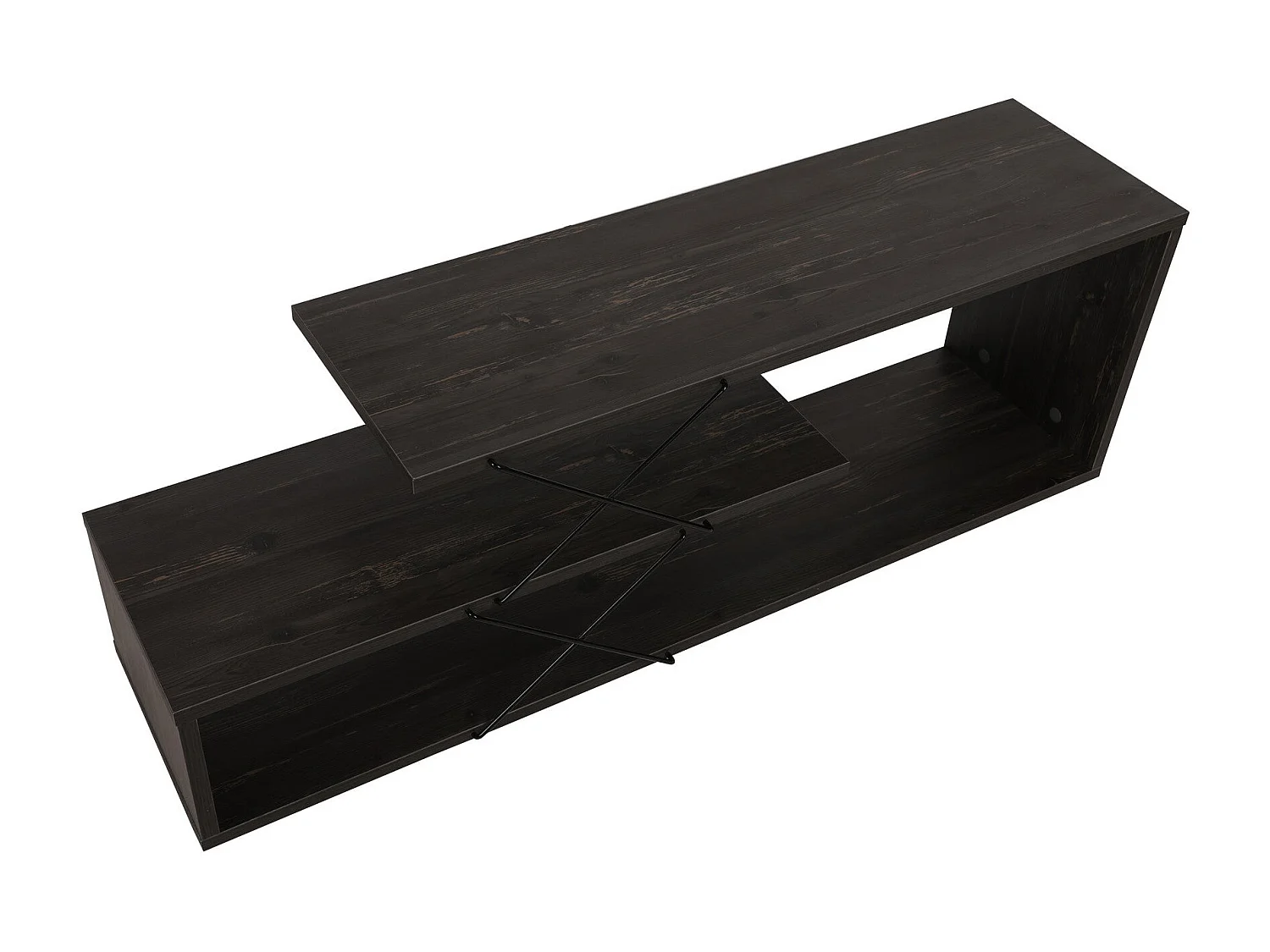 Mueble de TV industrial – 120 x 40 x 30 cm – Marrón oscuro – Tablero de partículas recubierto de melamina