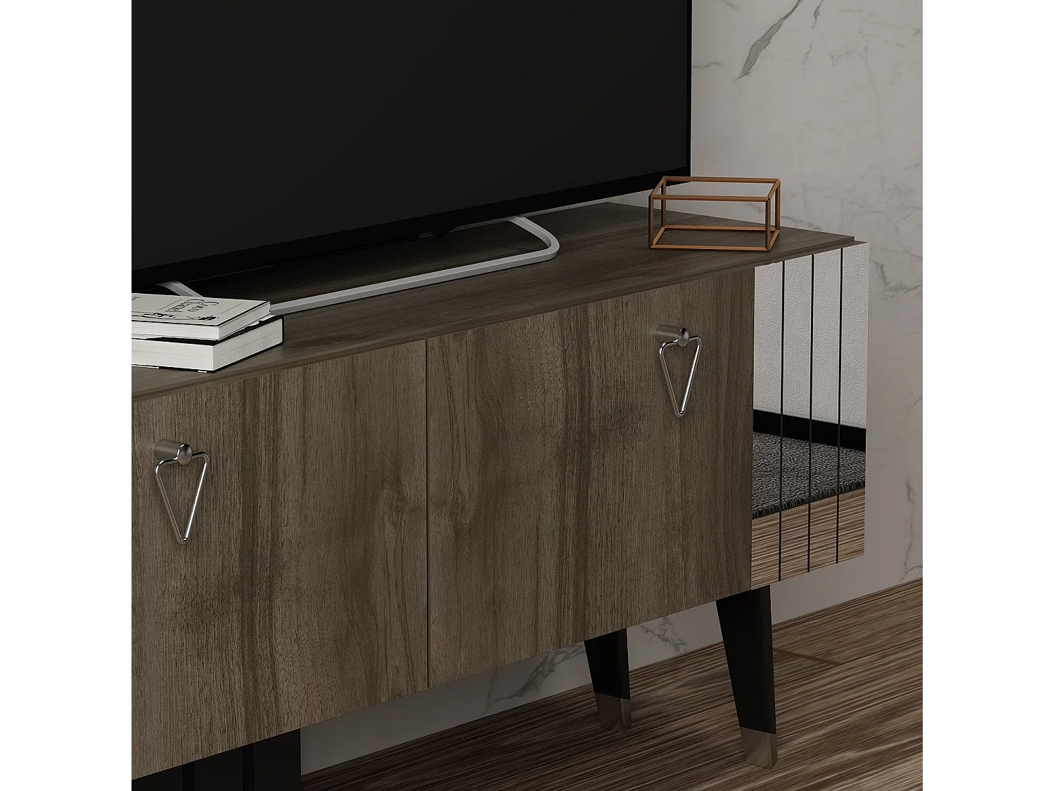 Mueble TV – 120cm x 30cm x 50cm – Color nogal oscuro – MDF recubierto de melamina