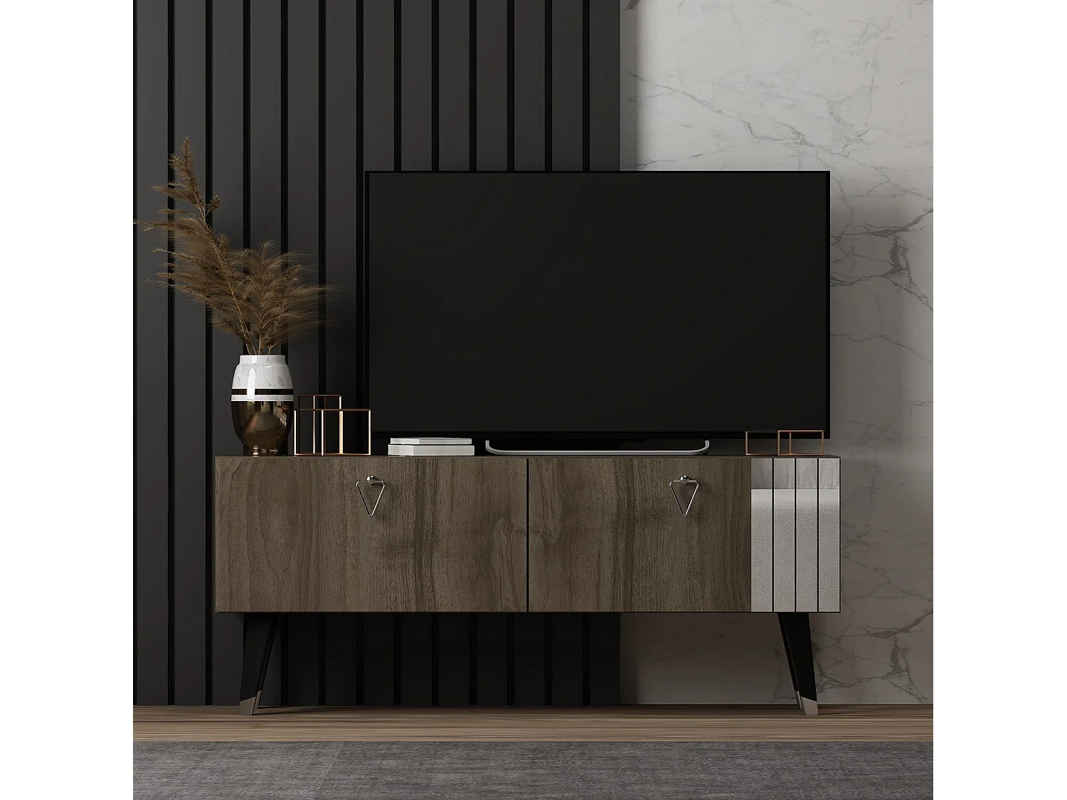 TV-Ständer – 120 cm x 30 cm x 50 cm – Farbe dunkles Walnussholz – MDF mit Melaminbeschichtung