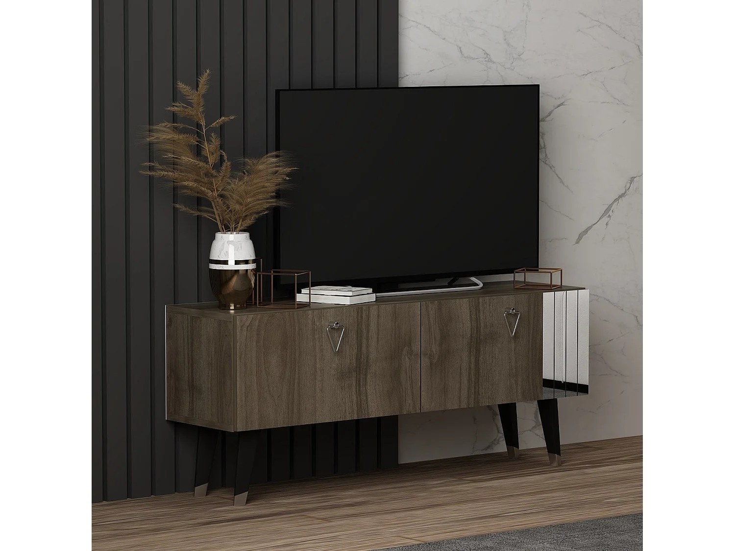 TV-Ständer – 120 cm x 30 cm x 50 cm – Farbe dunkles Walnussholz – MDF mit Melaminbeschichtung