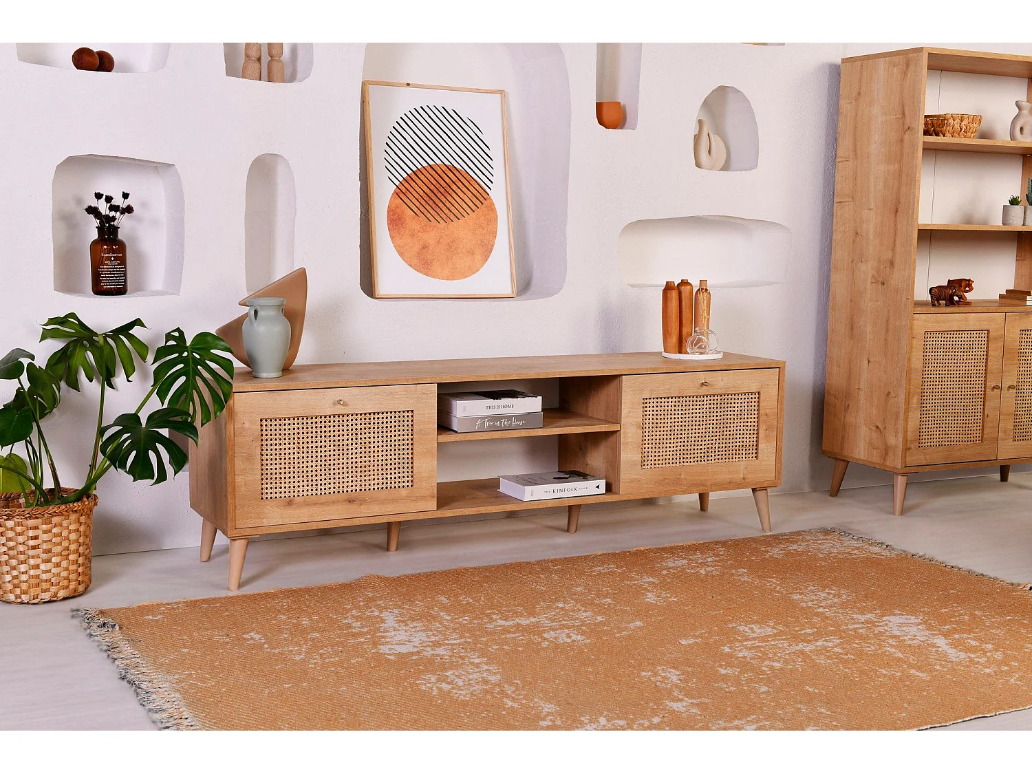 Mueble de TV – 180 x 55 x 41 cm – Roble – Tablero de partículas recubierto de melamina