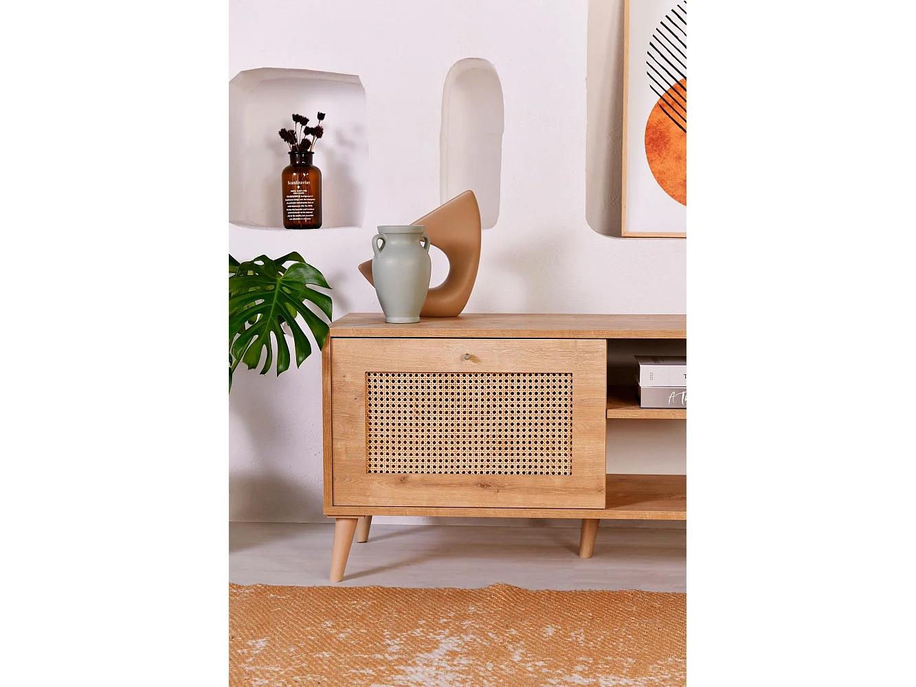 Mueble de TV – 180 x 55 x 41 cm – Roble – Tablero de partículas recubierto de melamina