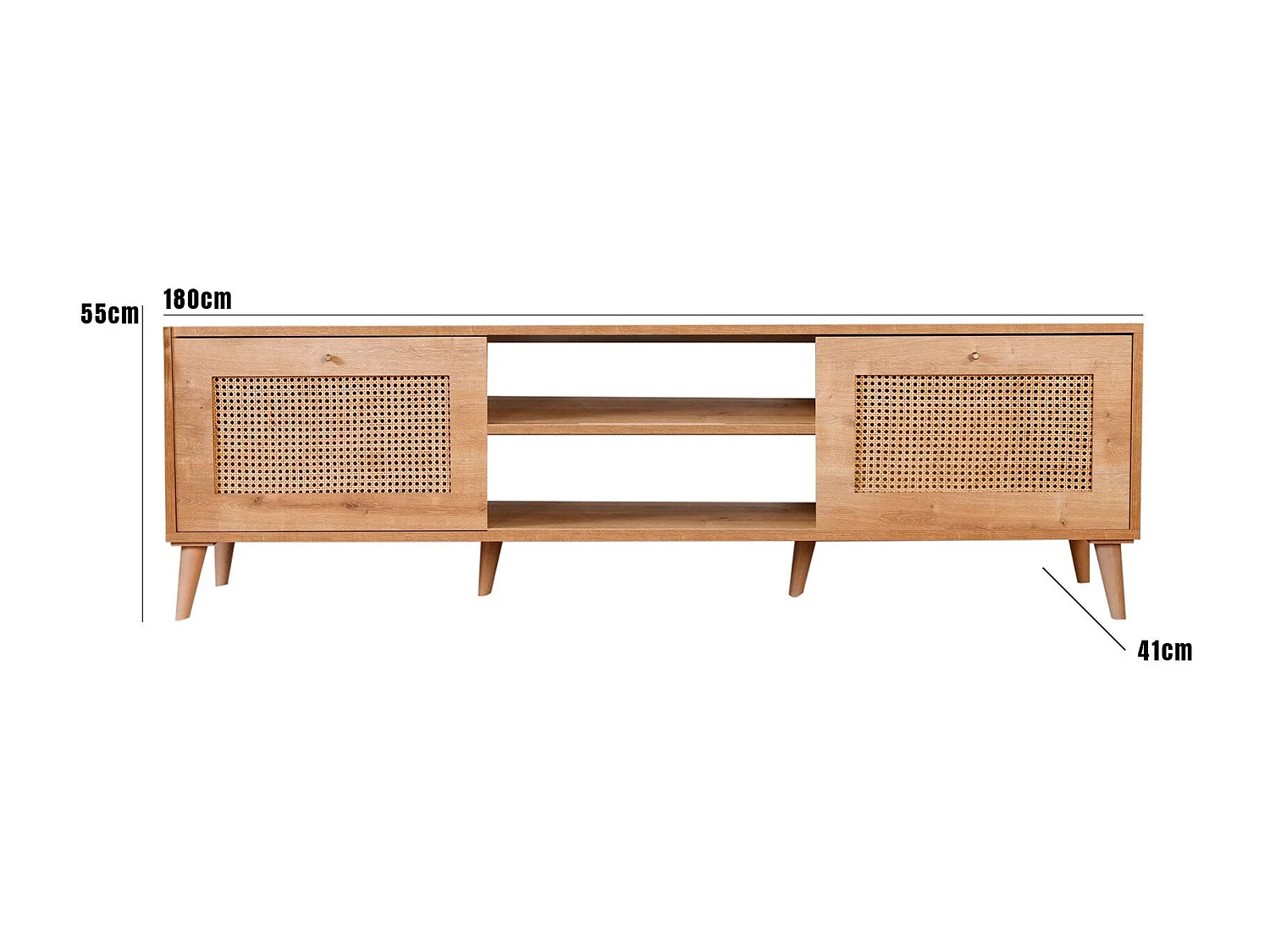 Mueble de TV – 180 x 55 x 41 cm – Roble – Tablero de partículas recubierto de melamina