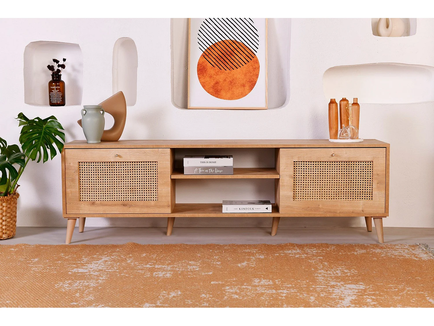 Móvel de TV – 180 x 55 x 41 cm – Carvalho – Painéis de partículas revestidos a melamina