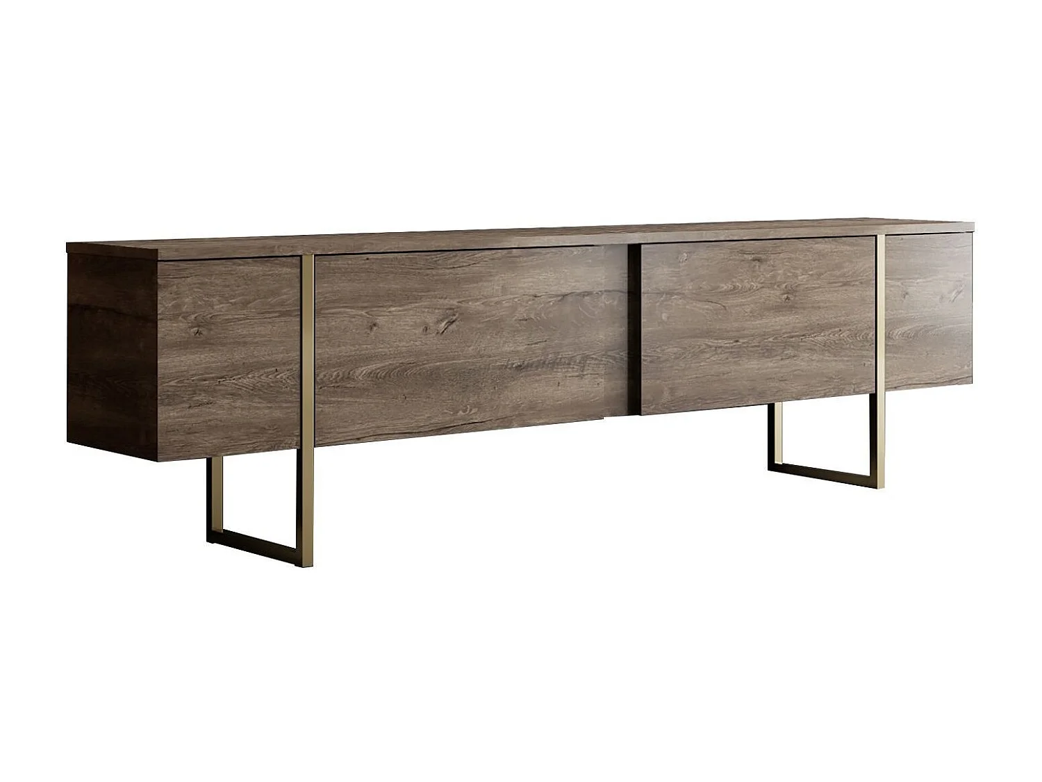 TV-meubel – 180 x 30 x 50 cm – antraciet en goud – spaanplaat