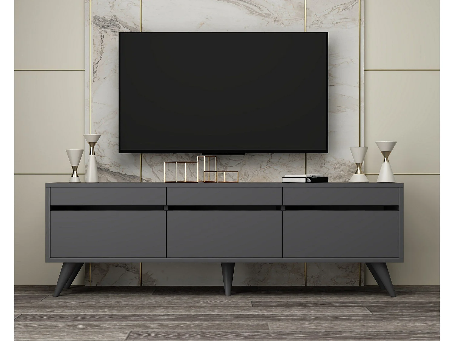 Meuble TV style scandinave Algol 150cm Anthracite