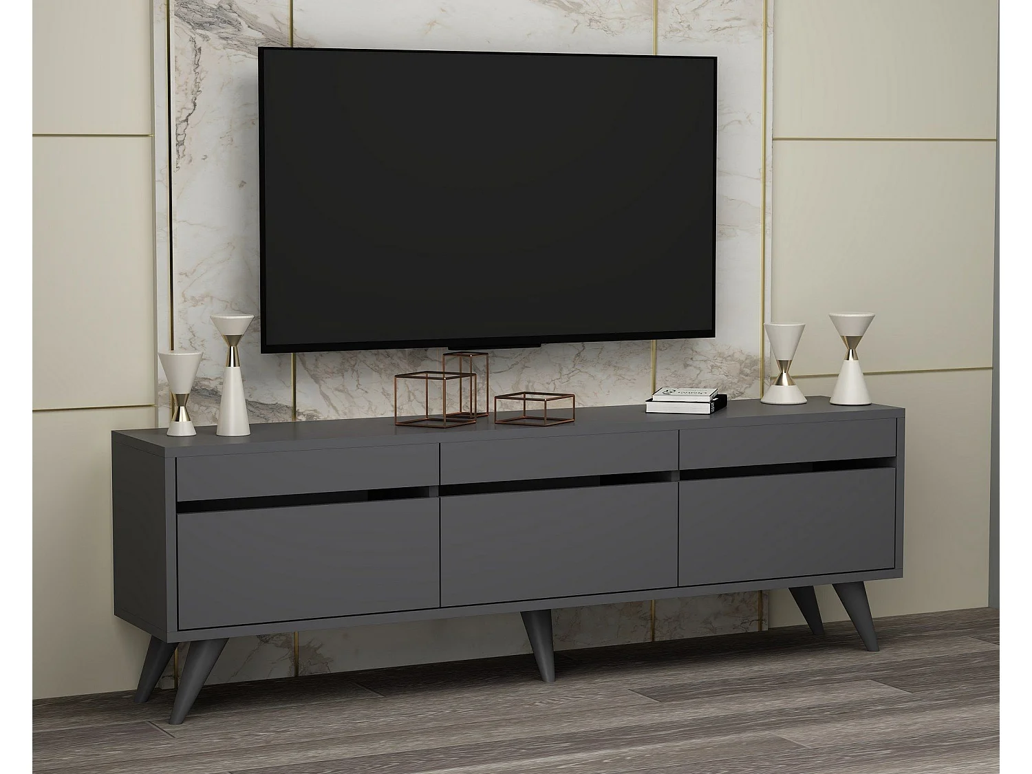 Meuble TV style scandinave Algol 150cm Anthracite