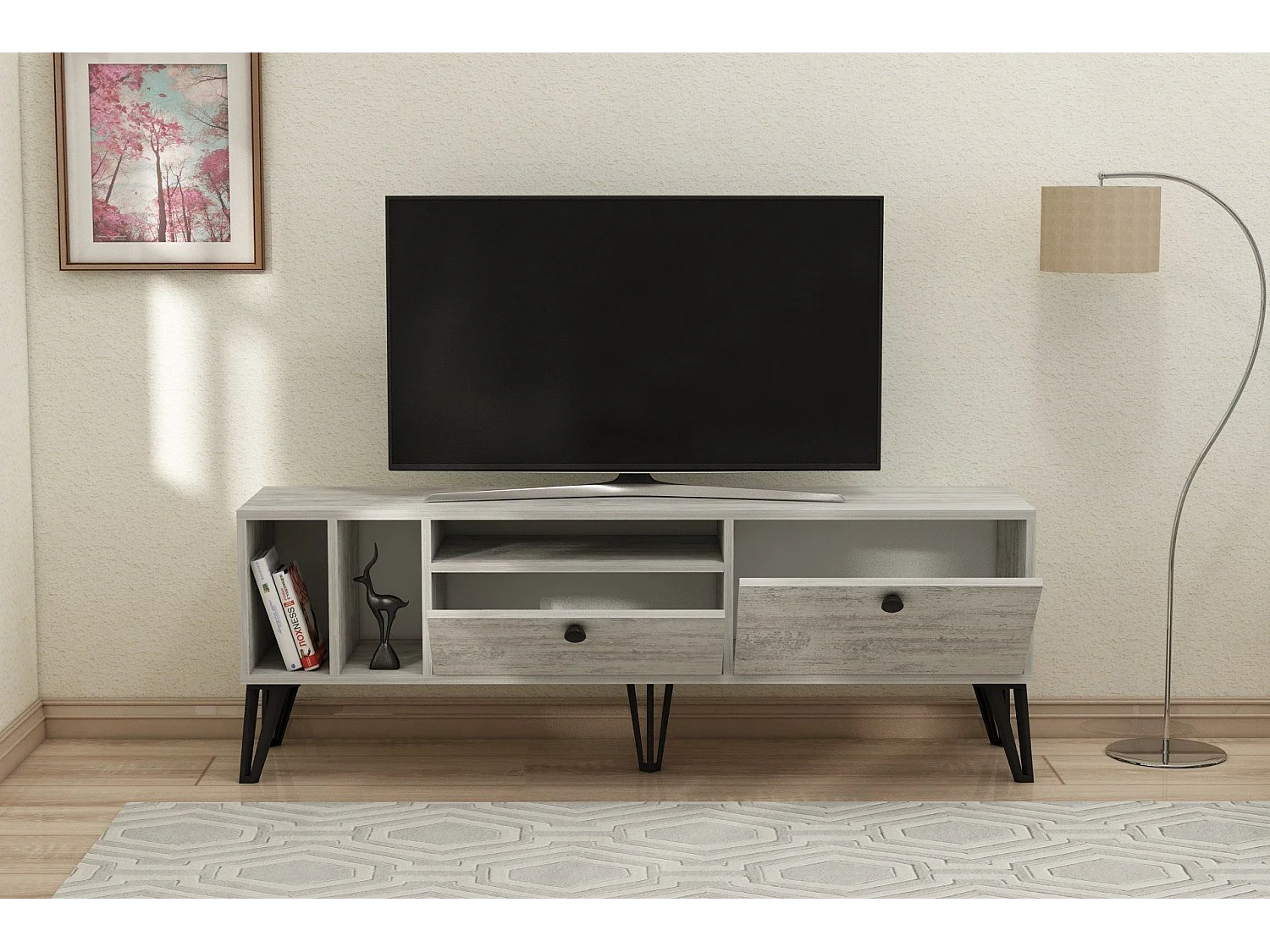 TV-meubel - Aris - Grijs Wit