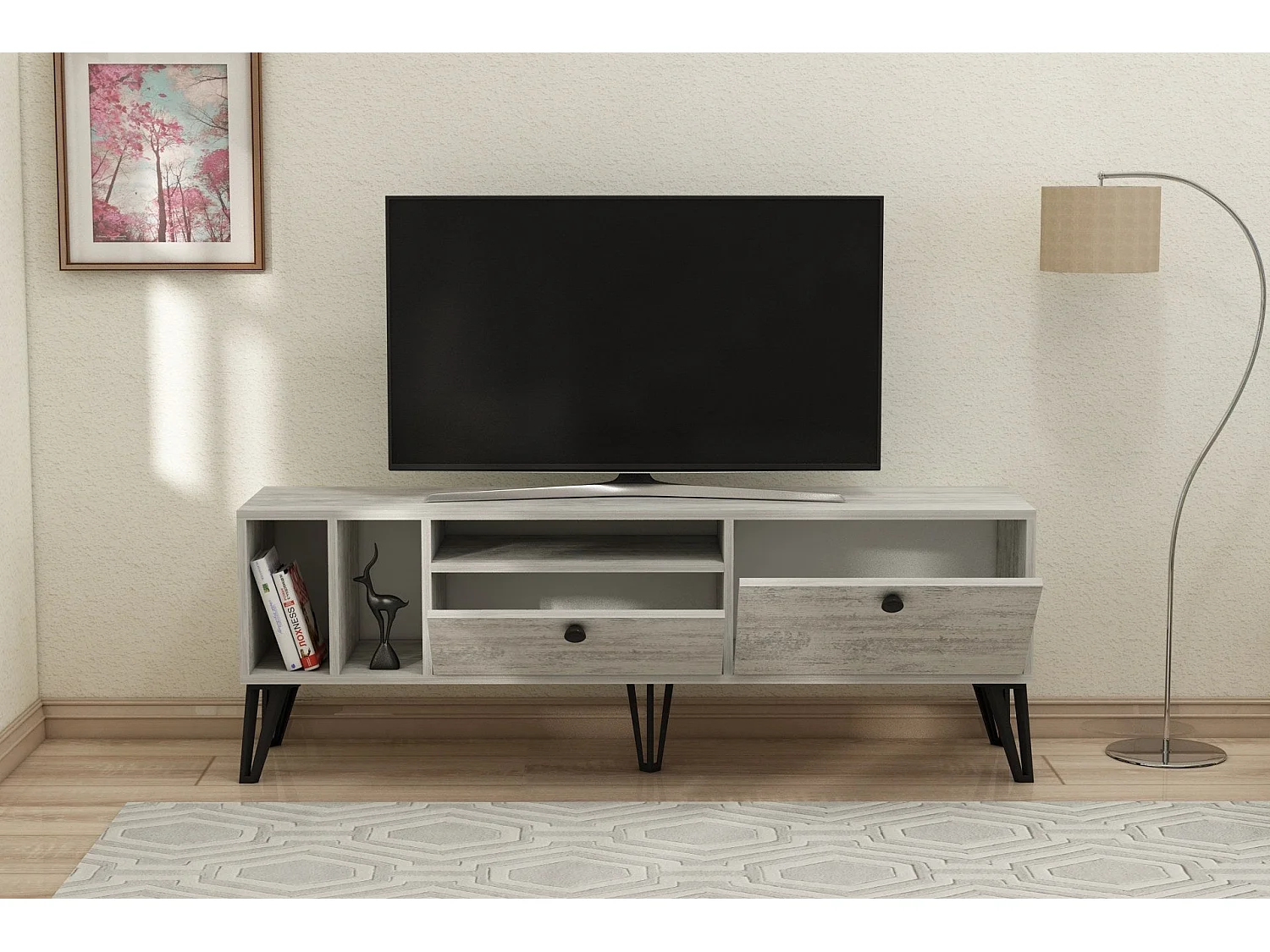 TV-meubel - Aris - Grijs Wit