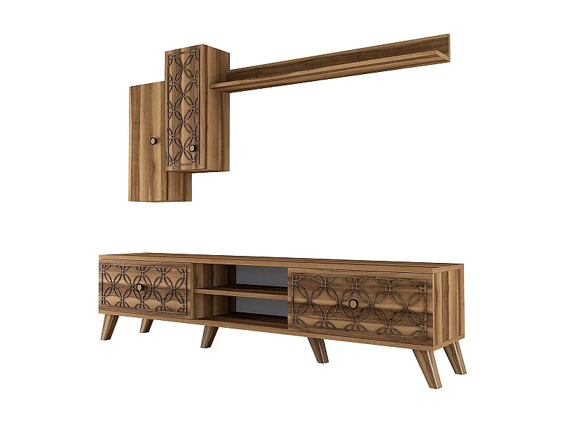 Móvel de TV moderno – 180x44x35 cm – Nogueira – MDF revestido de melamina