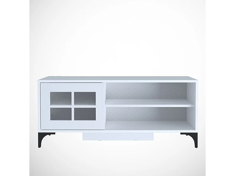 Meuble TV Nemorosa L125cm Bois Blanc