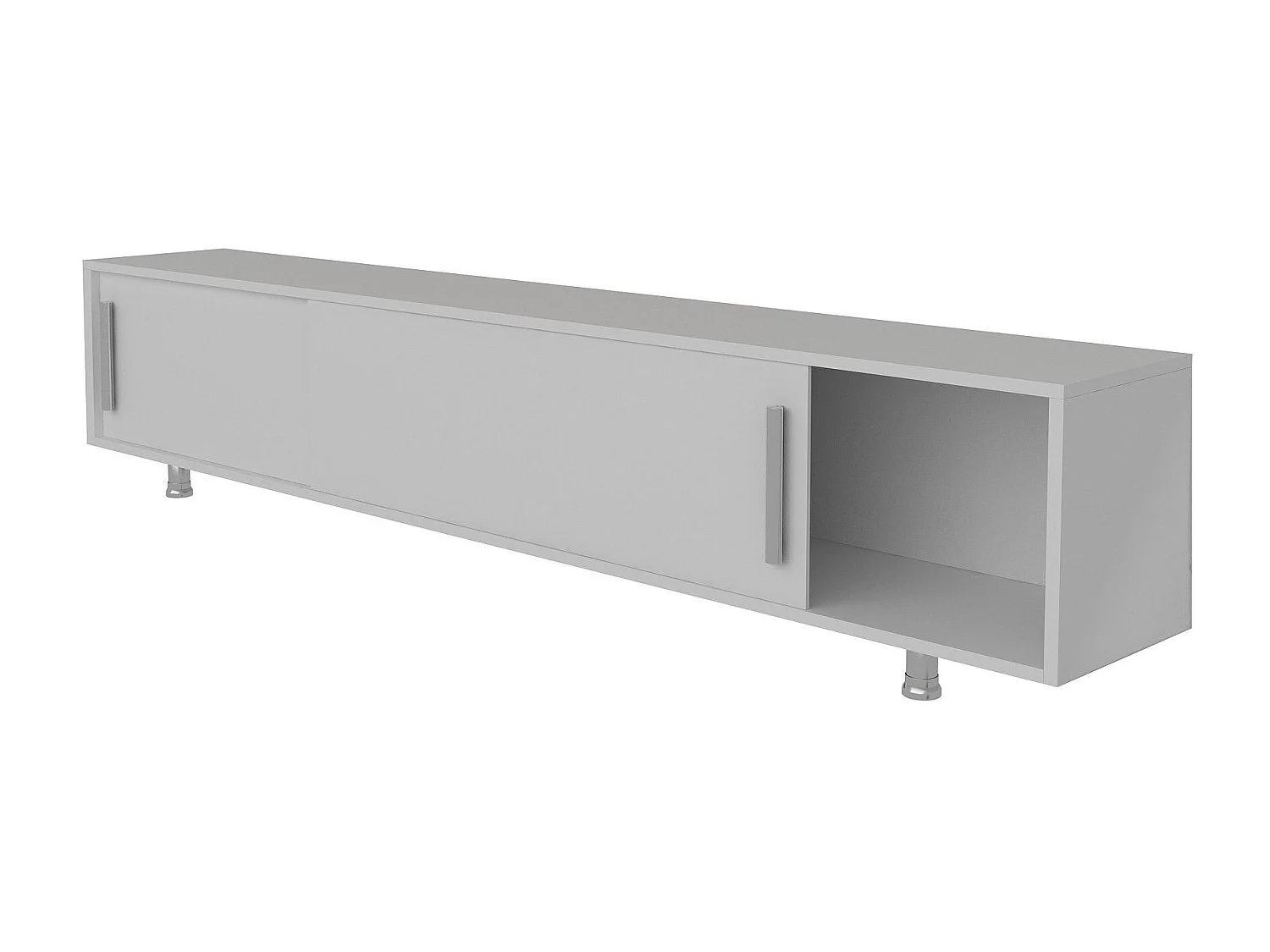 Moderne witte tv-standaard, 180 cm x 40 cm x 30 cm | 100% melamine gecoate spaanplaat, 18 mm dik | Wandmontage, meerdere planken, stijlvolle opbergoplossing